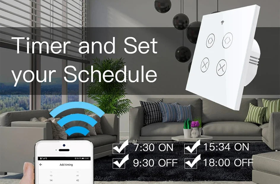 Tuya SmartLife WiFi RF 2 Gang Double Curtain Blind Switch for Roller Shutter Electric Motor With Alexa Google Home Voice Control
