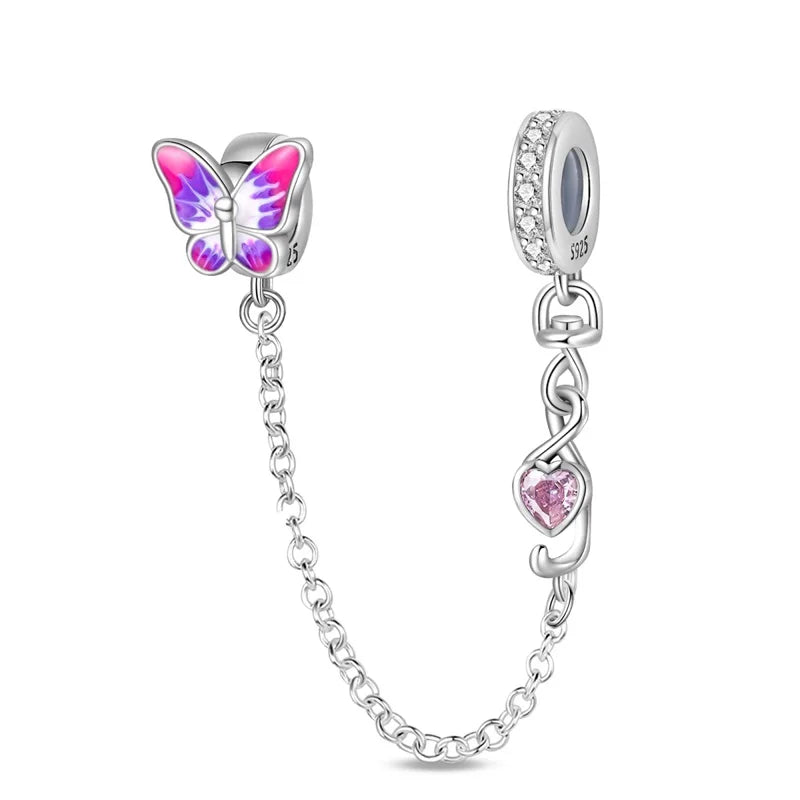 925 Sterling Silver Princess Powder Series Exquisite Daily Bow Sweet Charms Beads Fit Pan Original Bracelets DIY Jewelry