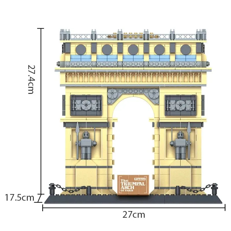 1401pcs World Famous Architeture Model Building France Arc De Triomphe Block and Miniture Action Figurines Toy for Kid Gift