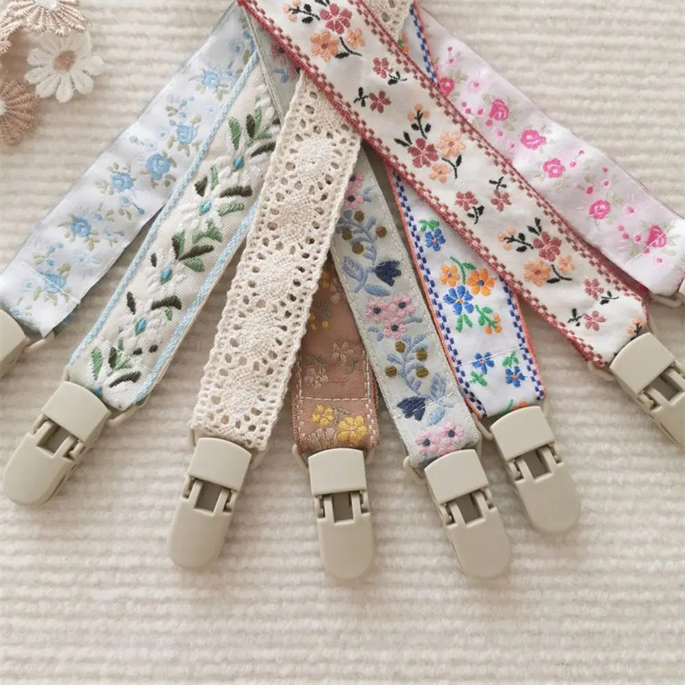 Ethnic Style Baby Cloth Pacifier Chain Floral Teether Toys Straps Nipple Holder DIY Clips Adjustable Dummy Clips Soother Holder