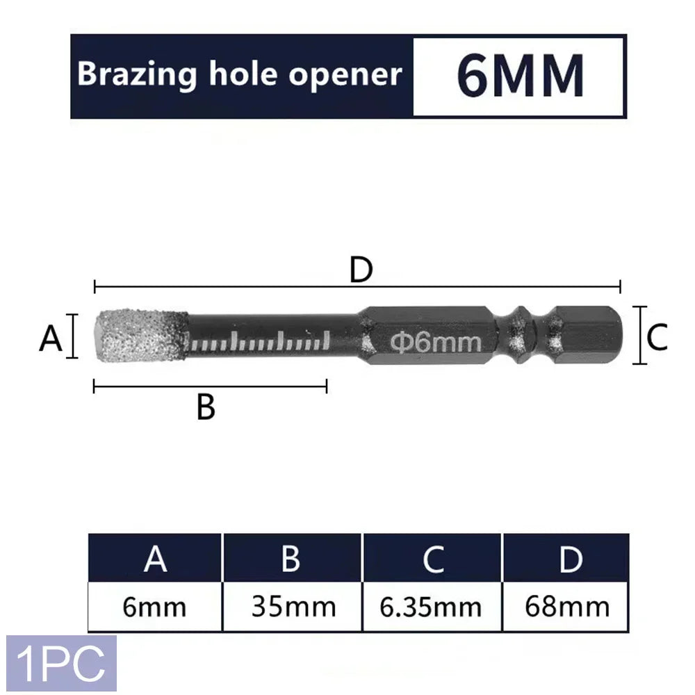 STONEGO 1PC Brazing Diamond Bit - Dry Drill for Tile, Marble, Granite, Cooled by Wax