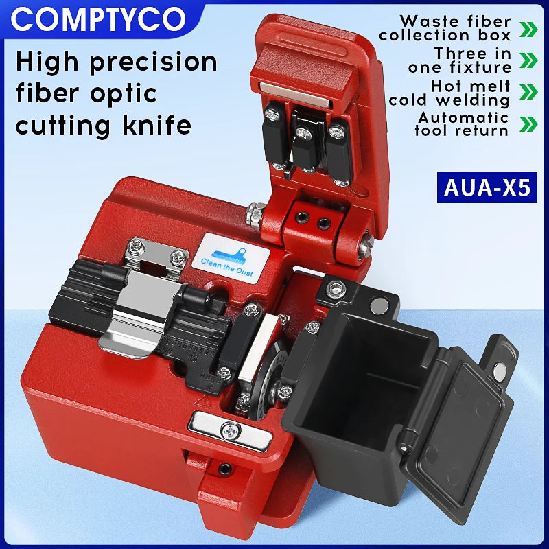 COMPTYCO AUA-X5 Fiber cleaver Cable Cutting Knife FTTT Fiber Optic Knife Tools cutter High Precision Cleavers 16 surface blade