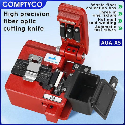 COMPTYCO AUA-X5 Fiber cleaver Cable Cutting Knife FTTT Fiber Optic Knife Tools cutter High Precision Cleavers 16 surface blade
