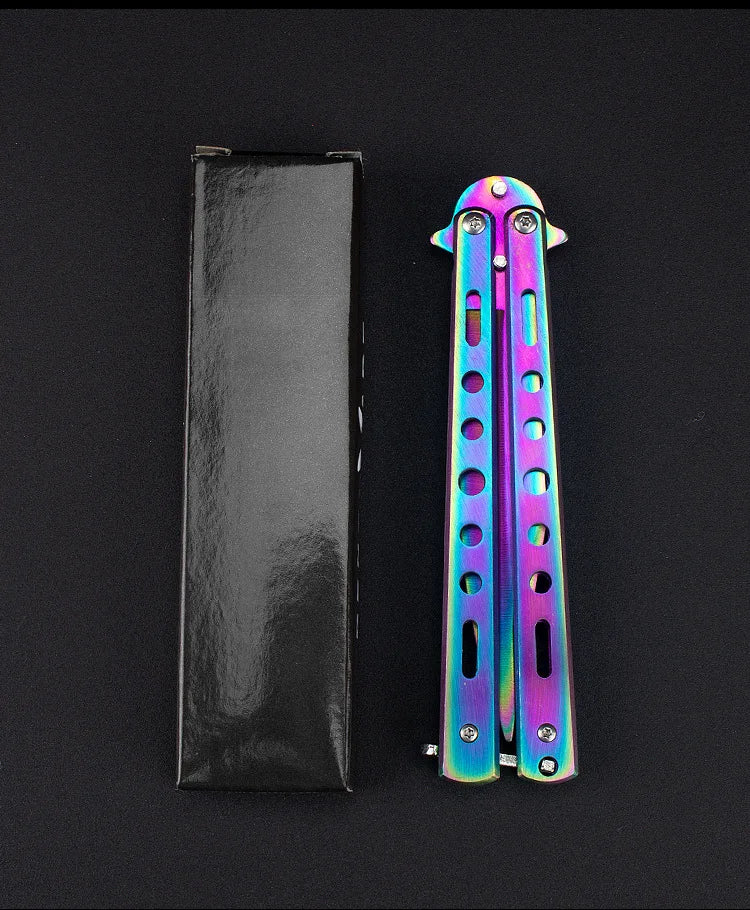 Foldable Comb Stainless Steel Practice Training Butterfly Knife Comb Beard Moustache Brushe Salon Hairdressing Styling Tool