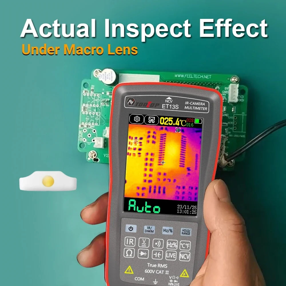 TOOLTOP ET13S Thermal Camera 192*192 Optional Macro Lens Thermal Camera Multimeter 9999 Counts Voltage Duty Cycle Diode Ohm Test