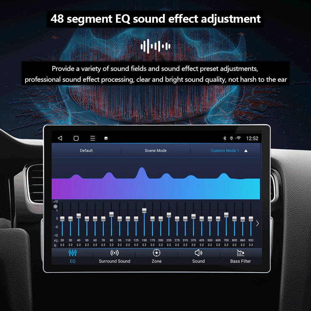 Android12 Car Radio Auto 8 Core 4+64G Din 9"/10" Universal QLED In-Dash GPS Navigation with Wireless CarPlay Reverse Camera AHD