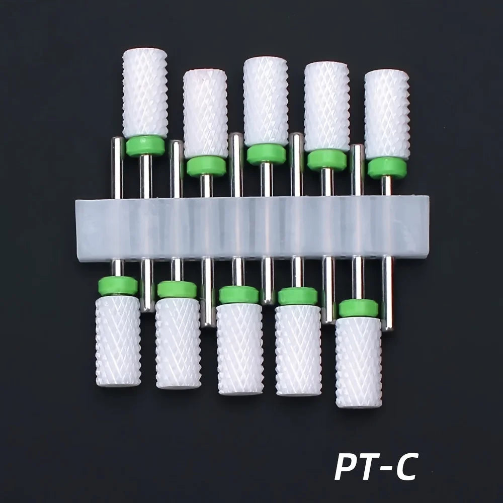 10pcs Ceramic Nail Drill Bits Set, Electric Manicure & Pedicure Milling Cutter, For Nail Polishing Machine