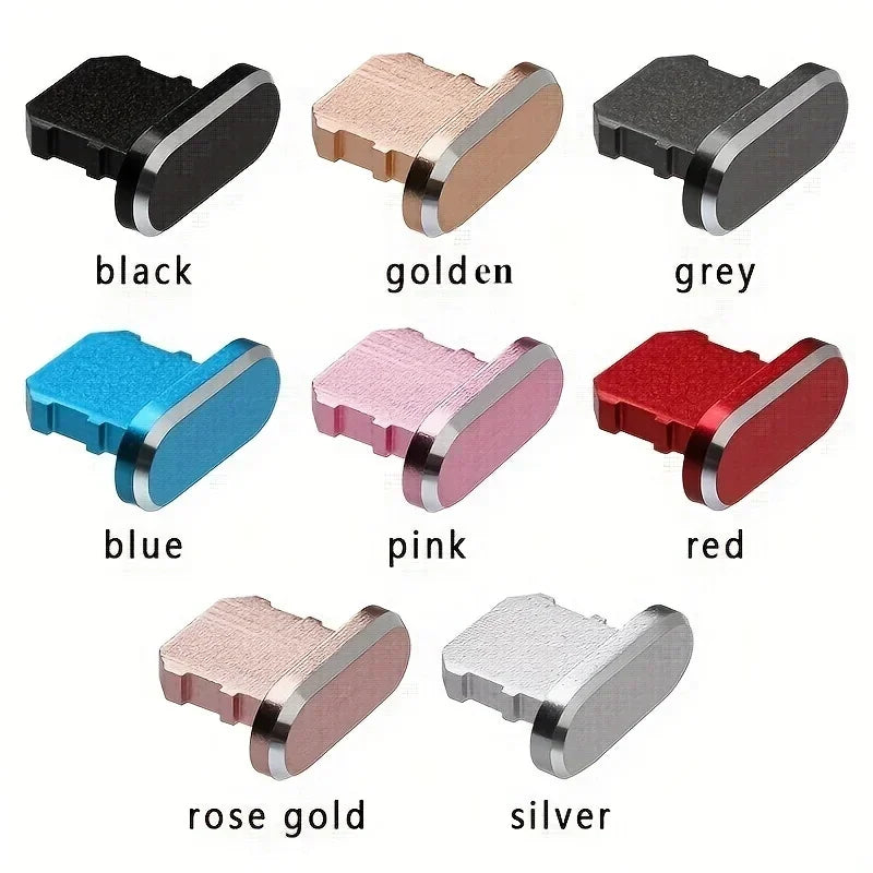 1pc Colorful Metal Anti Dust Charger Dock Plug Stopper Cap Cover Charging Port  for iPhone 14 13 12  11/Xs/R/8/7 SE Metal Plug