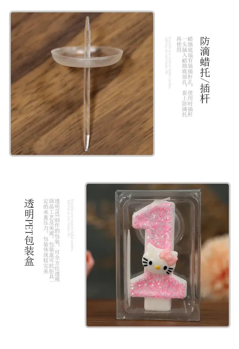 Kawaii Hello Kitty Number Birthday Candle Sanrio Kitty Cat Digital Candles Birthday Cake Decoration Anniversary Party Candles