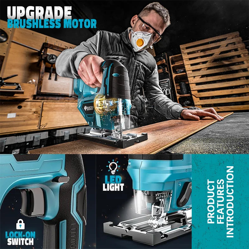 For 18V Makita 3000RPM Electric Curved Saw Cordless Jig Saw Portable Multifunction Carpenter Power Tool No Battery