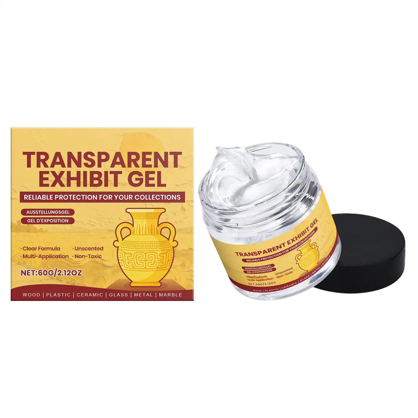 60g Crystal Clear Museum Wax Exhibit Gel Reusable Clear Removable Adhesive For Antiques Glass Ceramics Figures Decorations