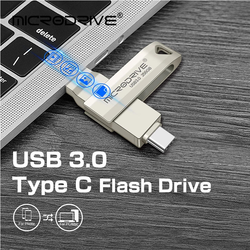 USB3.0 Metal OTG Type C Pen Drive Usb MD223C Memory Stick 64GB usb3.0 flash card 128GB 256G type-C Pendrive free shippin