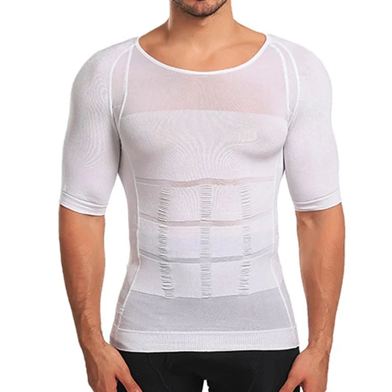 YBFDO Men Body Shaper Slimming Compression Shirts Waist Trainer Weight Loss Shapewear Abdomen Tight Fitting Undershirt Tops