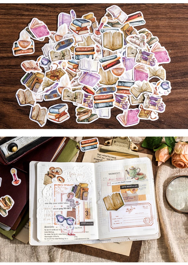 46 sheets Mini Box Packaged Stickers Collection Handbook Pattern Collage DIY Sticker Sticker Book