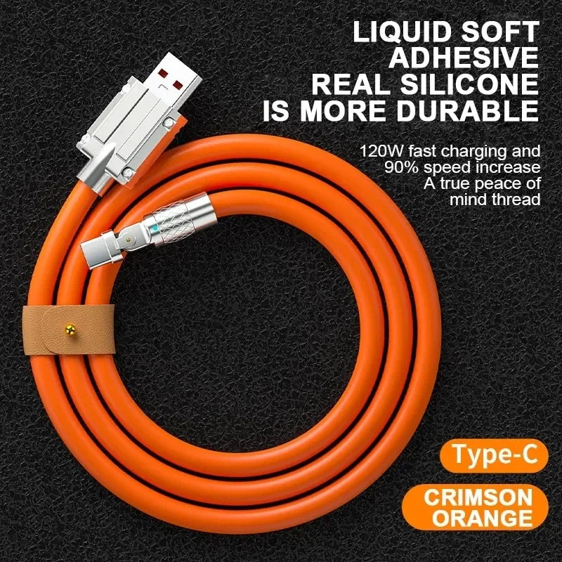120W 7A fast charging USB Type-C cable with 180 degree rotating bend game cable suitable for Xiaomi phone charger USB C cable