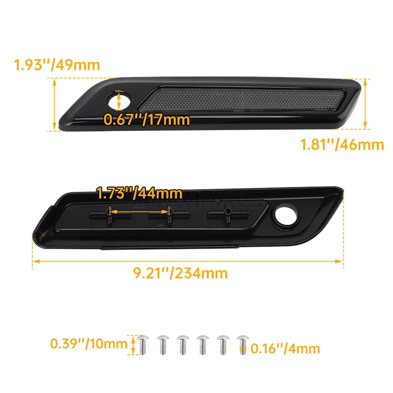 Motorcycle Black Hard Saddlebag Latch Cover Smoke Reflectors For Harley Touring Road King Road Glide Street Glide 2014-up