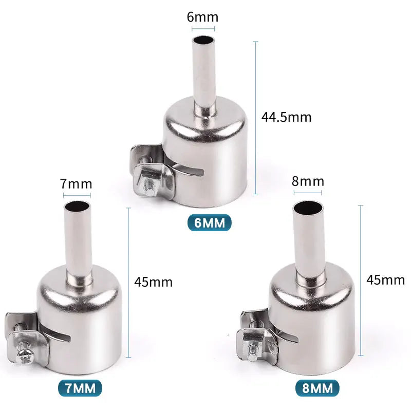 9PCS 850 Hot Air Nozzle 3-12mm Universal Nozzles Air Soldering Welding Round Nozzles For 852D 898 Soldering Heat Gun Nozzle