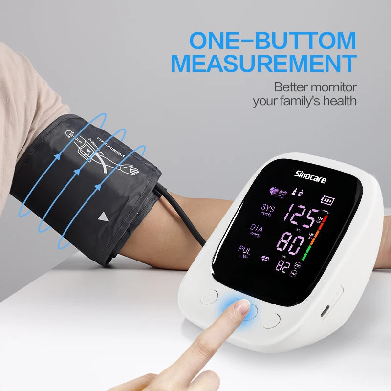 Sinocare U181 Digital Upper Arm Blood Pressure Monitor Portable BP Meter Automatic Measurement Voice Backlight White