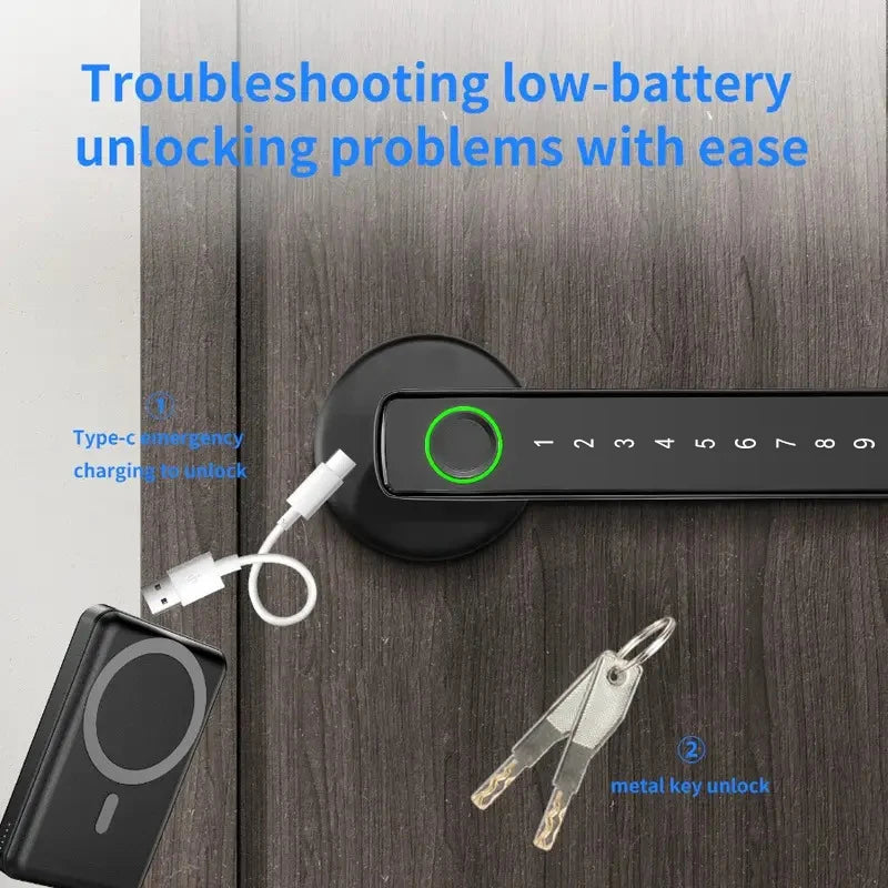 RYNX Tuya Smart Fingerprint Lock Financial level Electronic Indoor Lock Password/Key/Tuya APP/Bluetooth Unlock Bathroom Bedroom