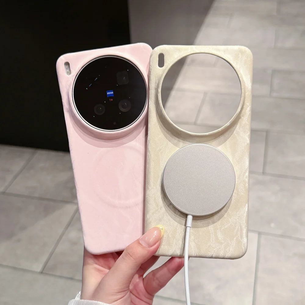 Velvet Leather Magnetic Case For Vivo X300 Ultra X300s X200 Pro Mini X200s For MagSafe Matte Skin Feeling Half Pack Phone Cover