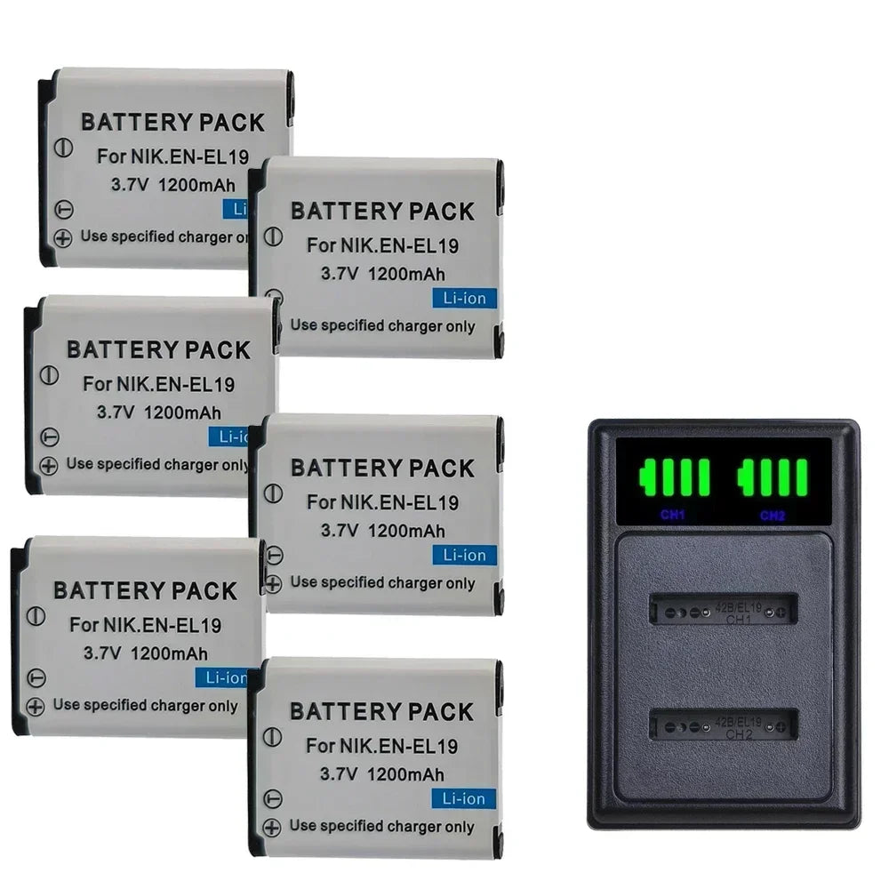 EN-EL19 ENEL19 EN EL19 Camera Battery+LED Dual Charger for Nikon Coolpix S6600 S6900 S2600 S3100 S4100 S5200 S6400 W150 Battery