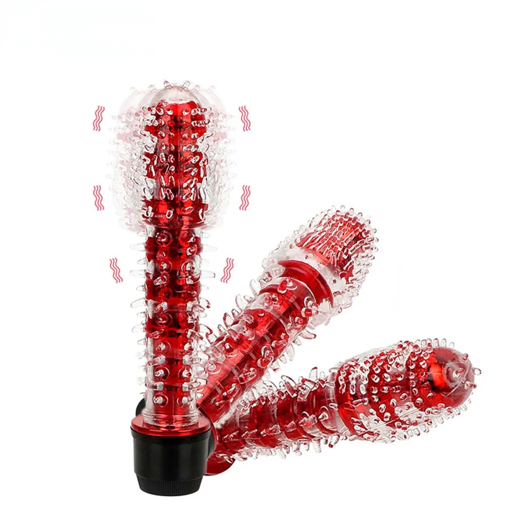 G Spot Stimulator Vibrator for Women Realistic Jelly Vibrating Dildo with Thorn Dragon Beard Small Bald Vibrator Wand Adult Toys