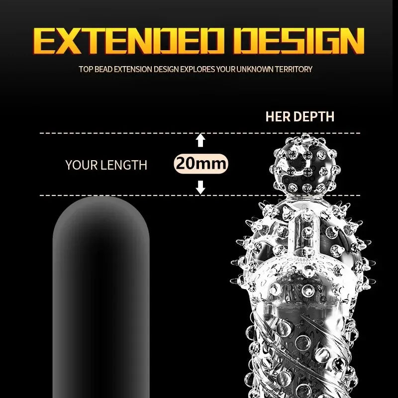 Male Crystal Wolf Teeth Condom Transparent Models Phallus Set Penis Ring Couples Adult Sex Supplies Erotic Toys