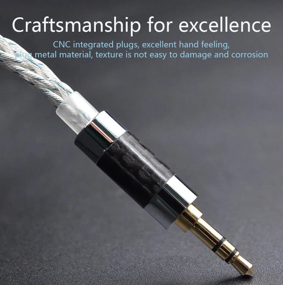 KZ 784 Cores Silver Plated Upgrade Earphone Cables 8 Core Silver Blue Hybrid Headphone With 3.5MM Metal Plug ZAX/DQ6/ZSX/ZSN PRO