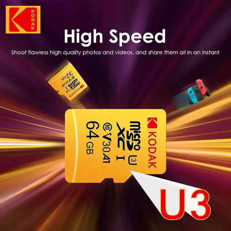 Kodak Micro SD Card 64GB 32GB Memory Card 512GB 256GB 128GB MicroSDXC Class10 SD Memory Card 100MB/s Original TF Flash Card U3
