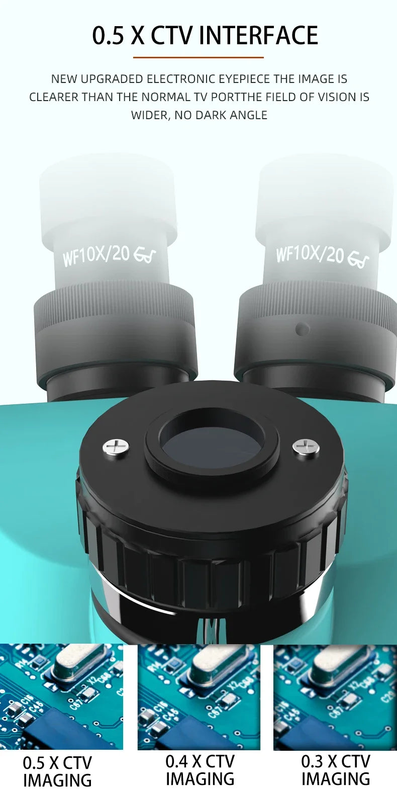 RF4-7050TV Triocular Microscope Head 7-50X Continuous Zoom Stereo Microscope Eyepiece Mobile Phone PCB Welding Instrument