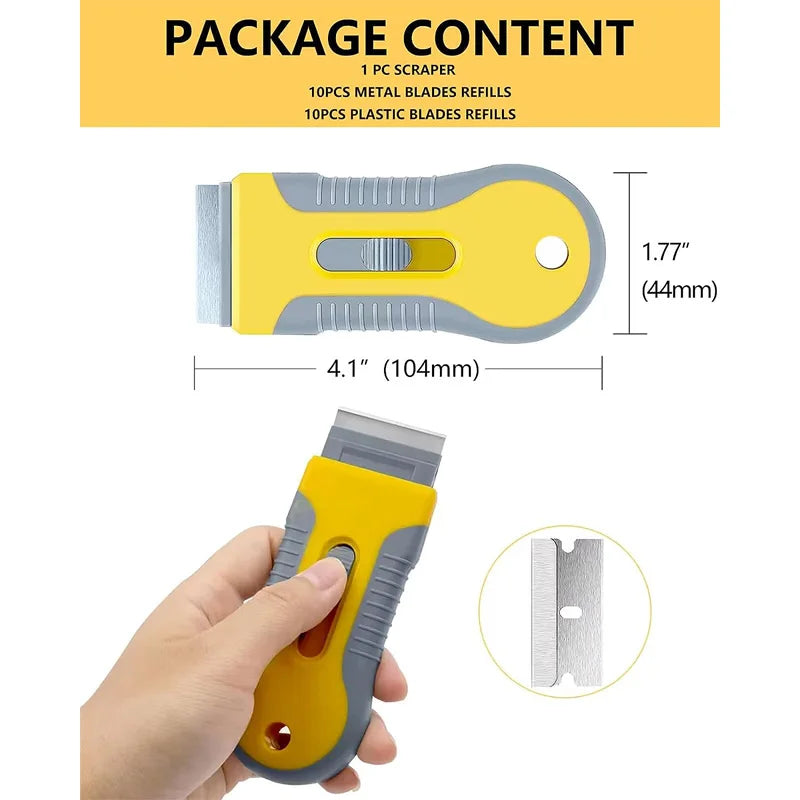 21Pcs/set Razor Blade Scraper for Car Glass with Extra Blades Car Sticker Lables Remover Tool Window Glass Cleaning Squeegee