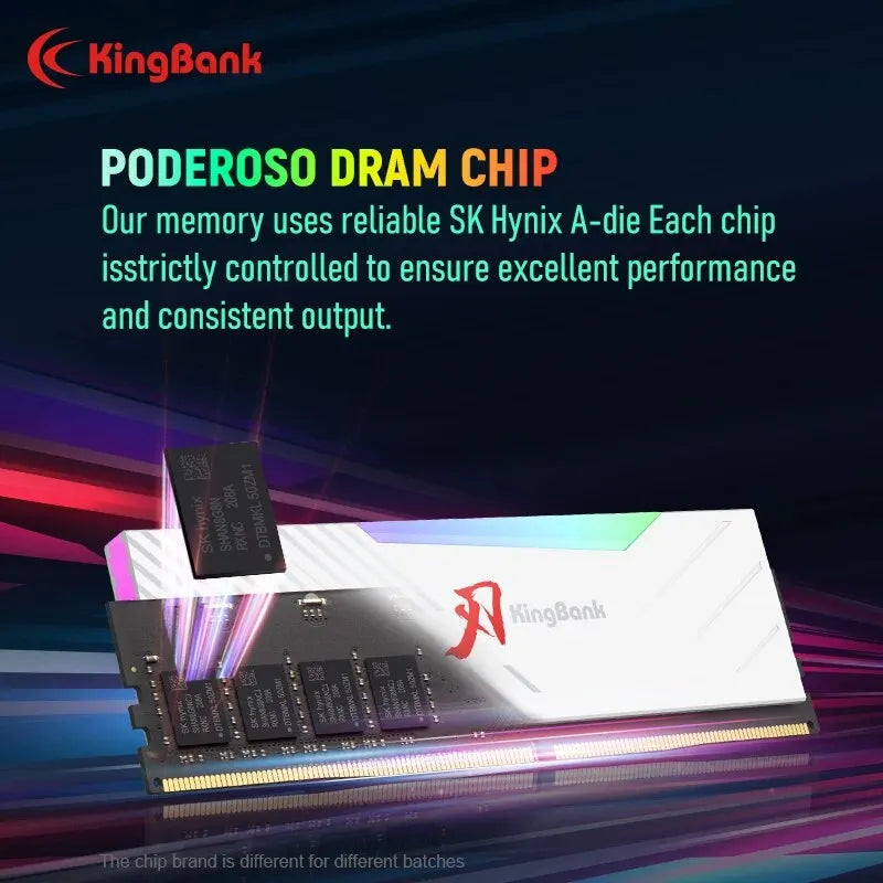 KingBank RGB DDR5 RAM Memory 32GB 16gbx2 7200MHZ UDIMM Desktop Internal Memory for Desktop Hynix A Die