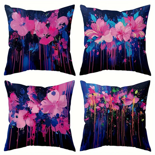 Home Decor Colorful Floral Drip Pattern Throw Pillow Covers Pattern Cushion Cover Suitable for Sofa Bedroom Car Pillow Cover