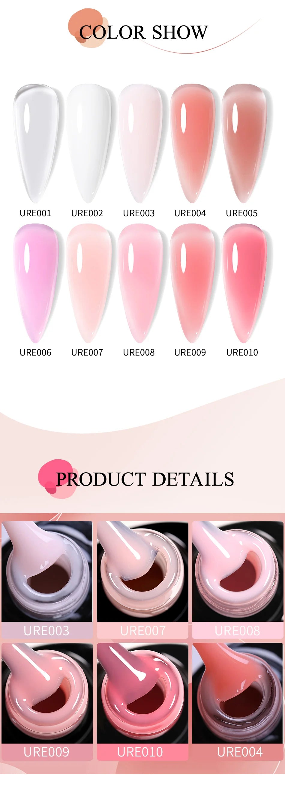 UR SUGAR 7ml Extension Gel White Pink Nude Semi Permanent Acrylic Extension Nail Art Hybrid Varnish UV Led Hard Gel Nail Polish