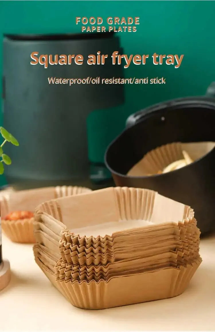50pcs/set Air Fryer Disposable Paper Parchment Wood Pulp Steamer Cheesecake Air Fryer Accessories Baking Paper For Air Fryer