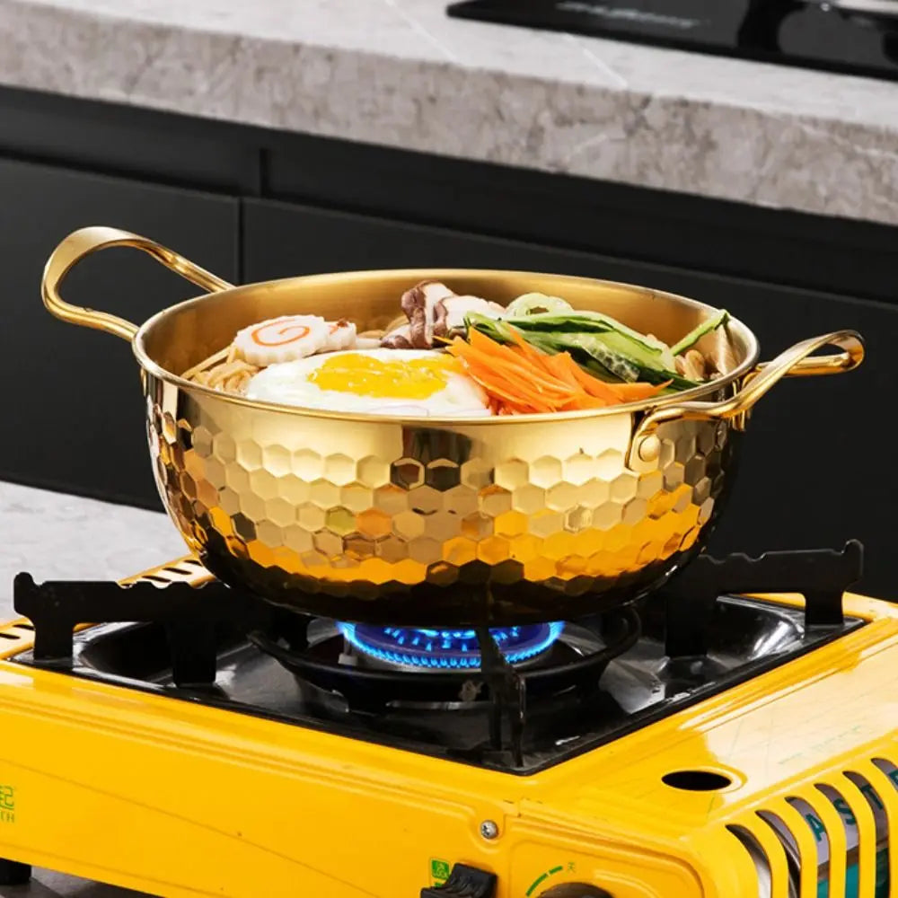Korean Style Golden Ramen Noodles Pot  Aluminum Soup Pot with Lid Milk Egg Cooking Pot Kitchen Cookware