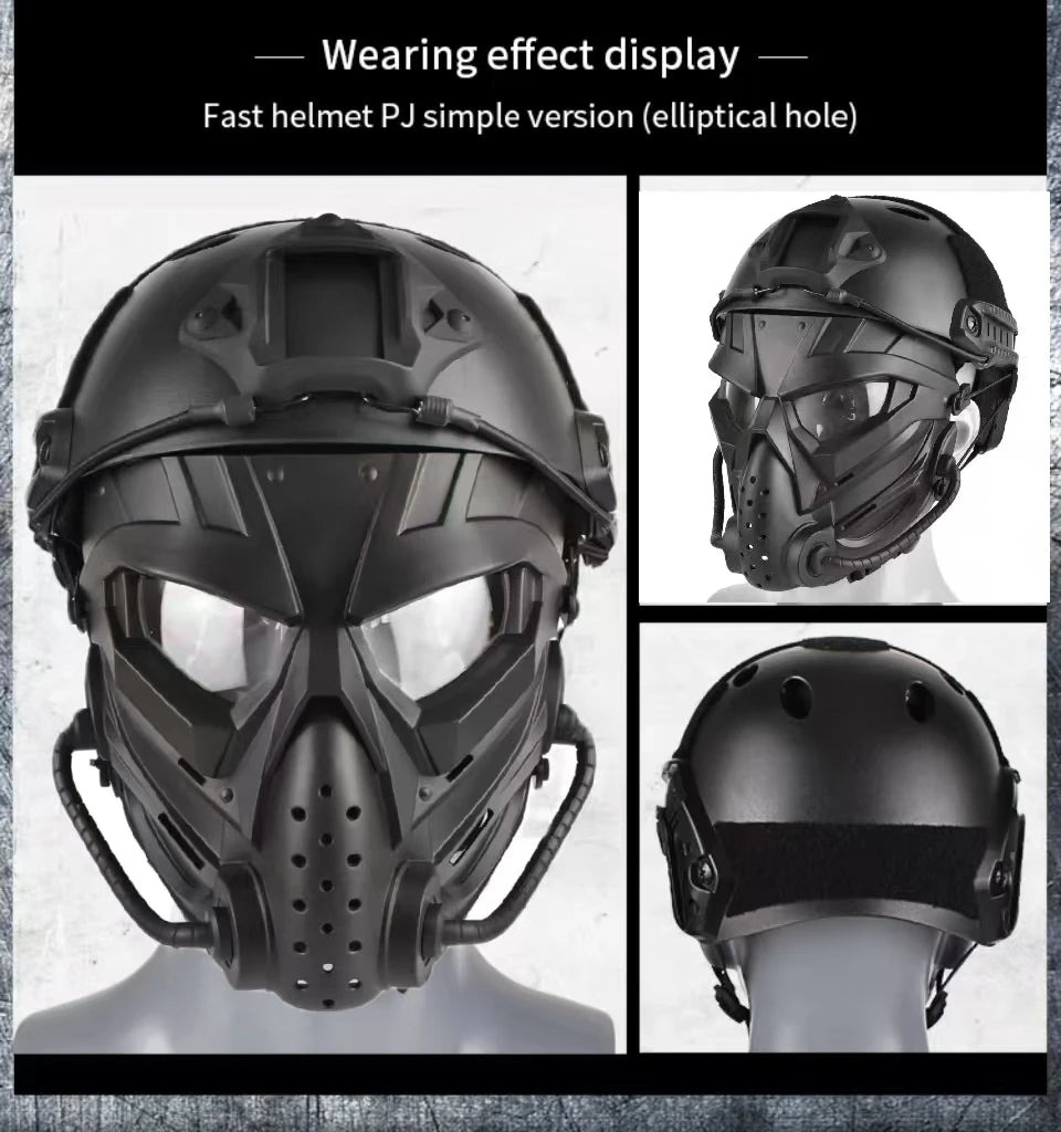 ZLang Tactical Airsoft Helmet With Full Face Mask For Hunting Cos Paintball Shooting Alien Mask and ABS Fast Helmet Protection