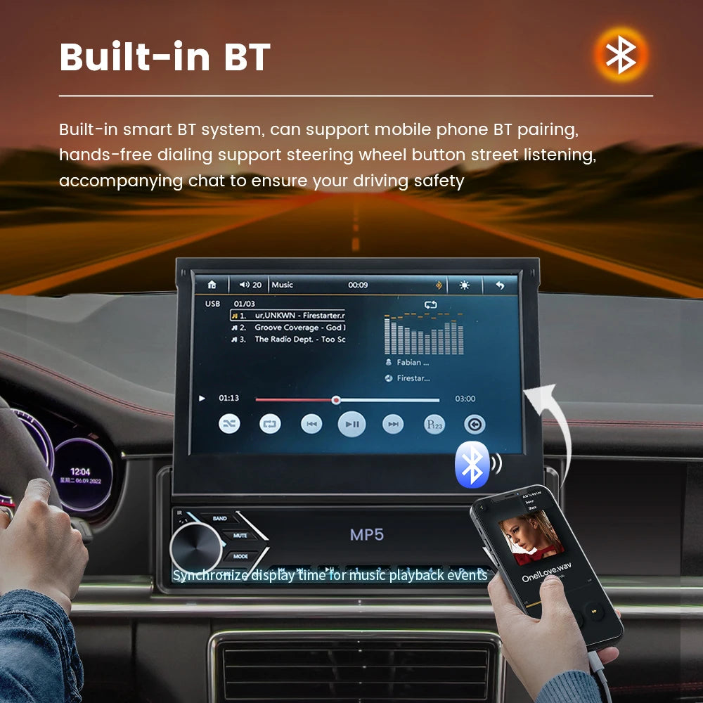 Navifly 1 Din Car Radio Stereo Universal 7-Inch HD Touch Screen Multimedia Player BT Mirror Link Monitor AUX Intelligent Systems