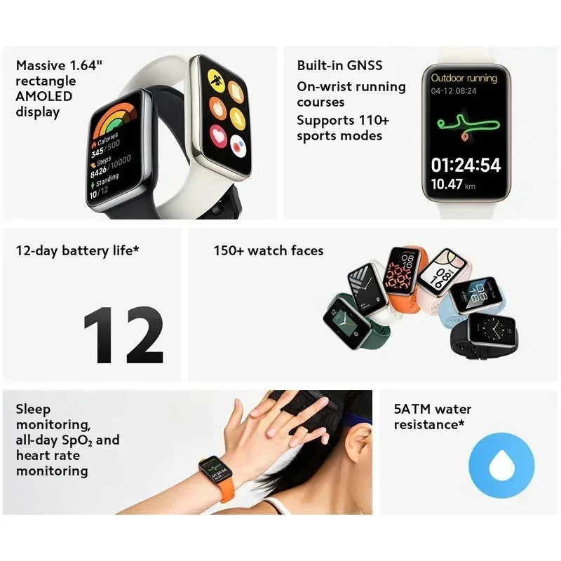 Original Xiaomi Global Version Xiaomi Mi Band 7 Pro 1.64'' AMOLED Curved Screen GPS Blood Oxygen 12Day Battery Smart Band 7 Pro