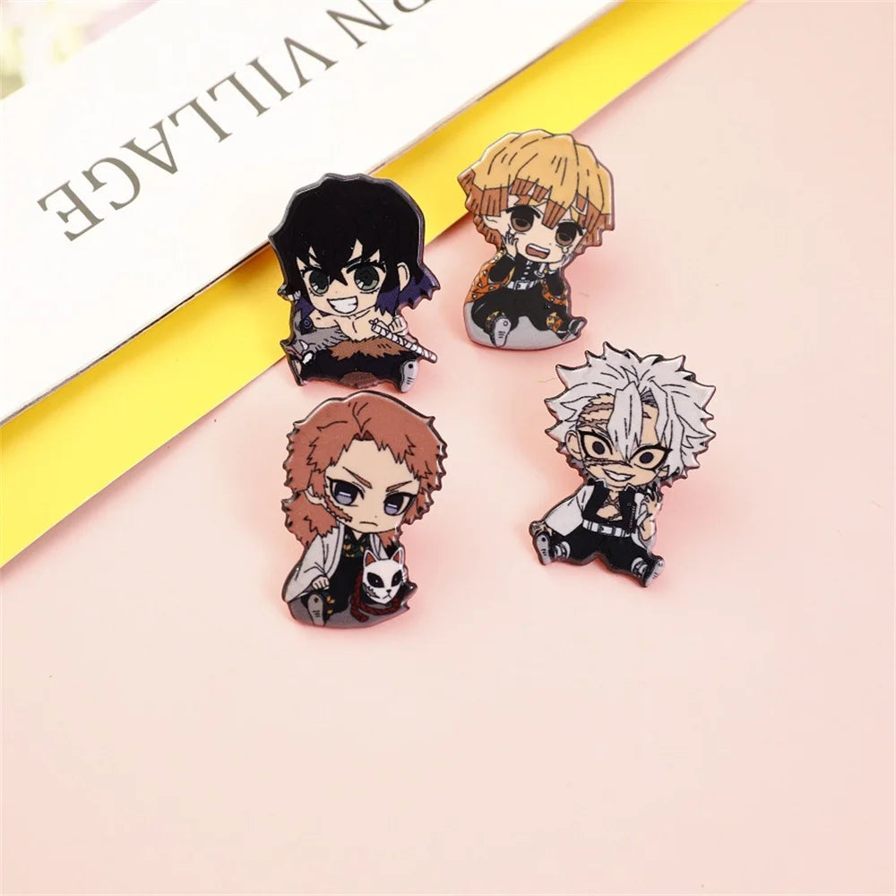 Wholesale Demons Slayer Anime Role Brooch Acrylic DIY Decorative Pins for Women Man Birthday Present Kids Toy Brooch