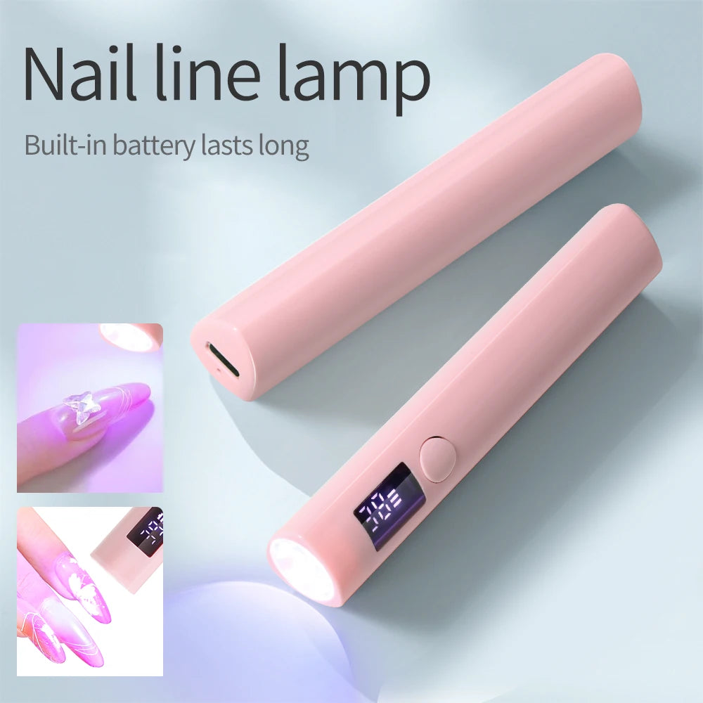 Mini Nail Dryer Lamp With Battery UV LED Nail Light For Curing All Nail Gel USB Rechargeable Nail Art Tool Home Travel Use