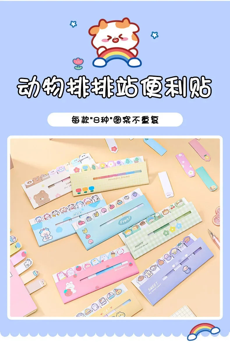 Creative Cute Cartoon Animal Index Stickers Stationery Notebook High Appearance Convenience Stickers Student Supplies