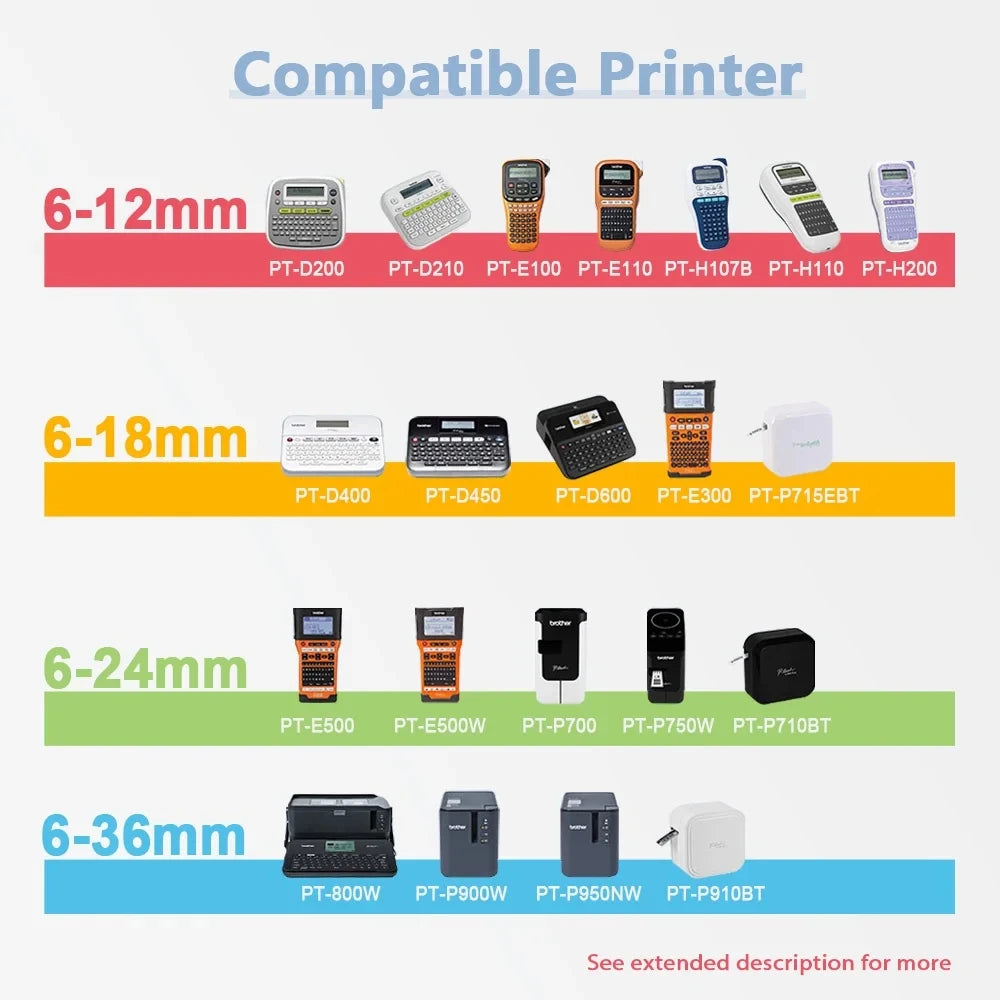 5 PC Compatible for Brother P-touch Tape laminated TZe231 TZe131 TZe431 TZe531 TZe631 TZe731 Label Ribbon for Brother 12mm Tape