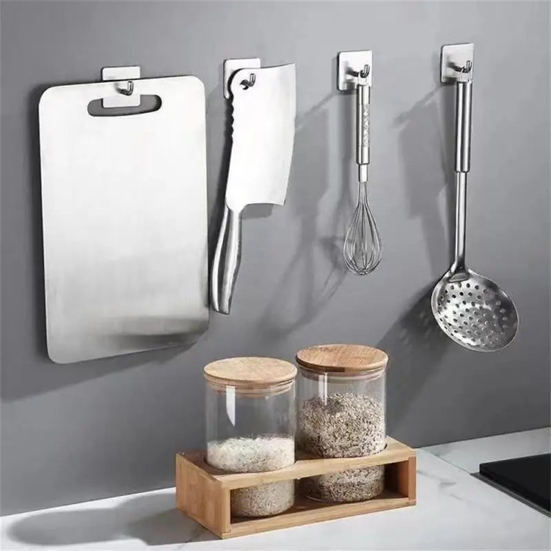 Stainless Steel Wall Hook Non-perforated Strong Load-bearing Viscose Hanging Cloth Trunk Hook Bathroom Rack Organizer