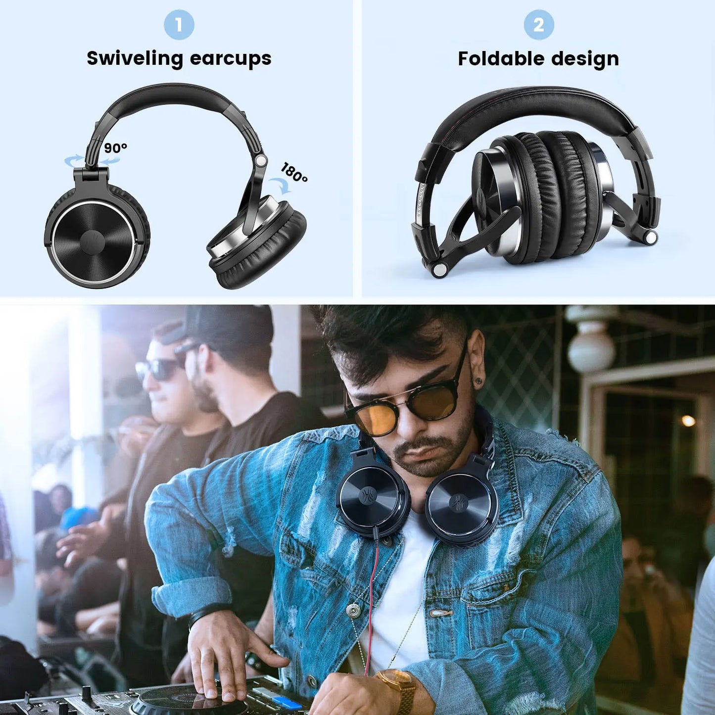 Oneodio Pro 10 Over Ear Headphones Hifi Studio DJ Headphone Wired Monitor Music Headset Earphone With Mic For Phone Computer PC