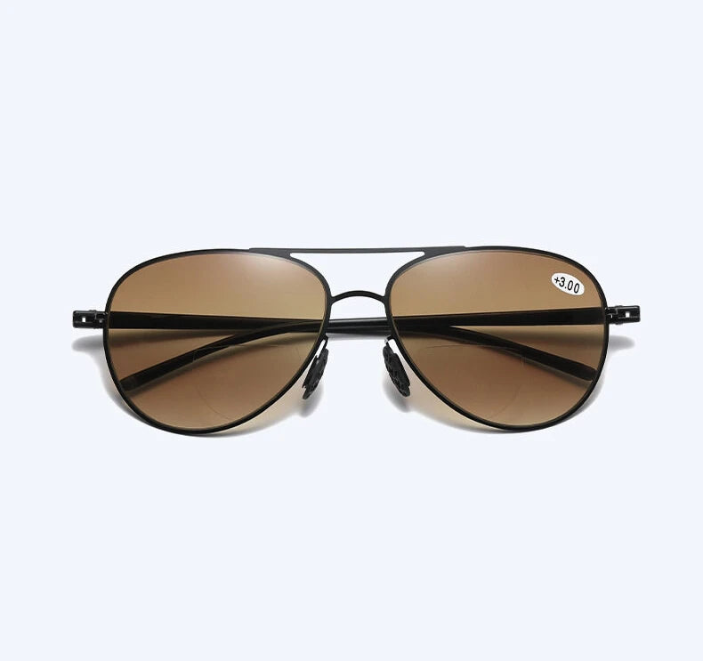 Bifocal Reading Glasses Men Fashion Double Bridge Sunglasses Male Look Far and Near Anti Glare Hyperopia Eyeglasses +100 To +350