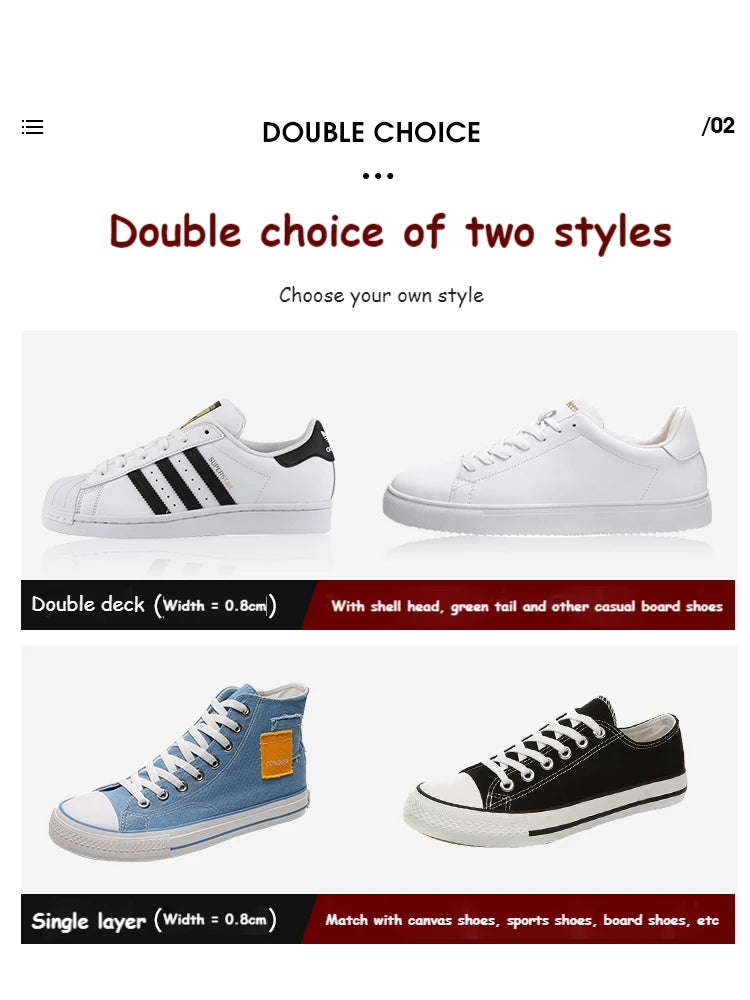 White Black Flat Shoelaces for Sneakers laces Shoe Strings Classic Shoe laces 70/90/100/120/140/160CM High-quality Shoelace