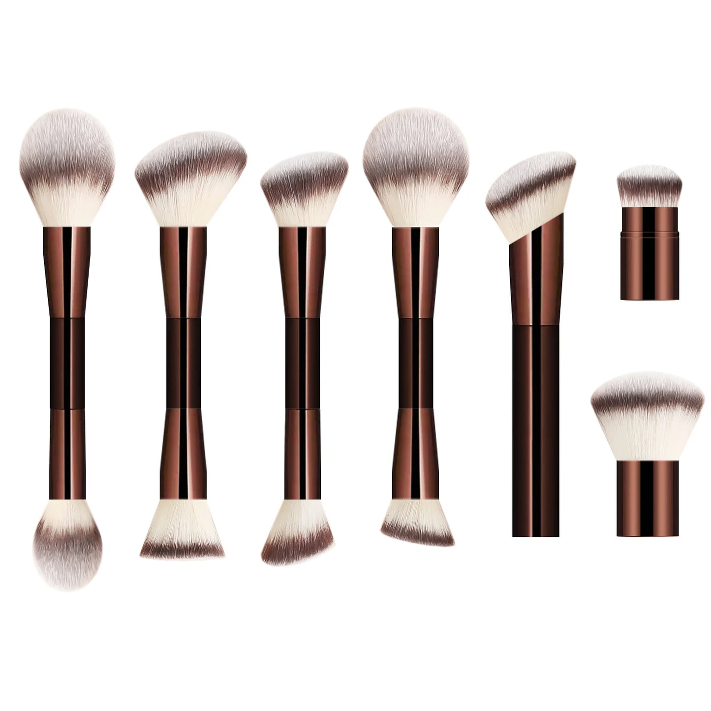 7pcs Double Head Face Makeup Brush Soft Fiber Hair Highlight Fashion Design Versatile Angled Brush for Precise Application Found
