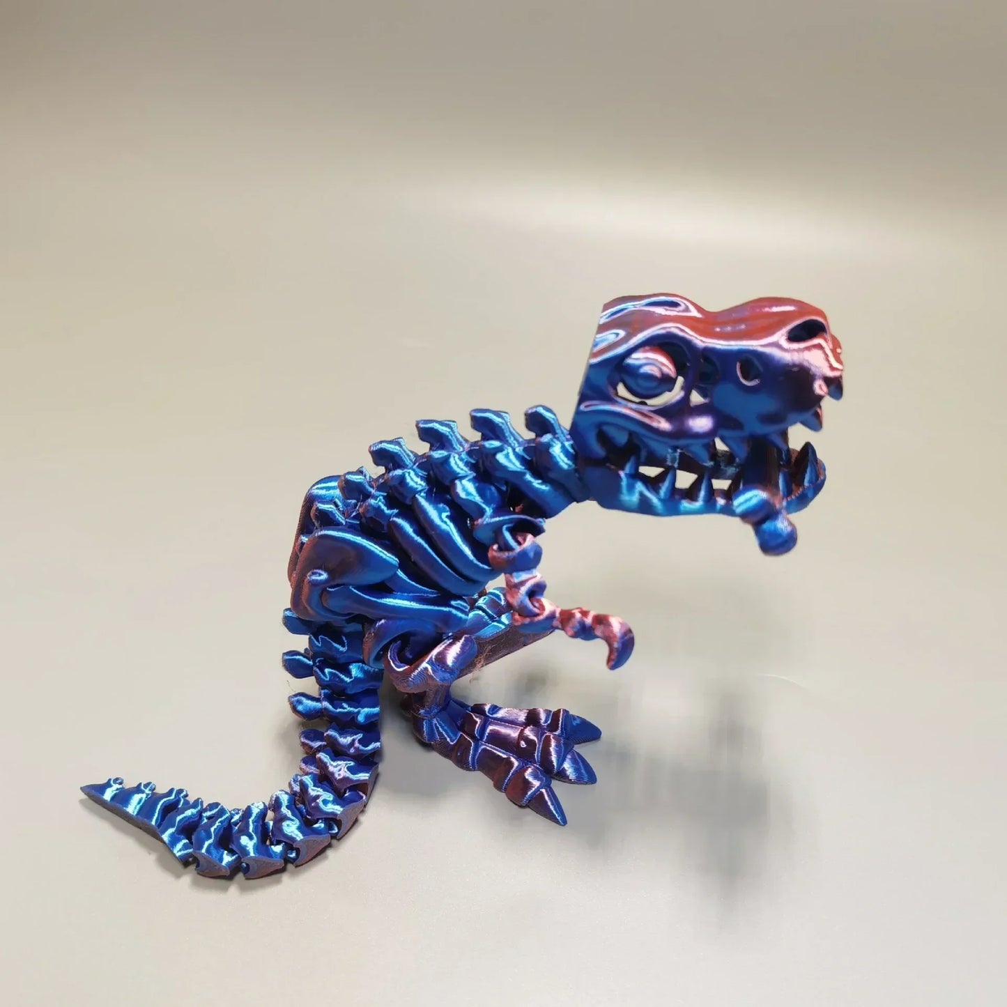 4Pcs Tyrannosaurus Rex Fossil Dragon 3D Printing Skull Dragon Movable Joint Decoration Toy Can Stand Big-mouth Dinosaur Model