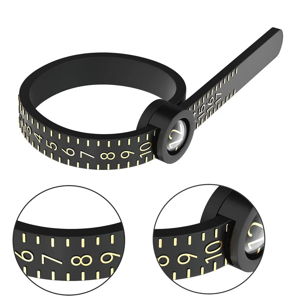 Ring Ruler Ring Measuring Tape Ring Measuring Tool Annular Coil Finger Size Filter with Magnifying Glass US UK EU HK Size